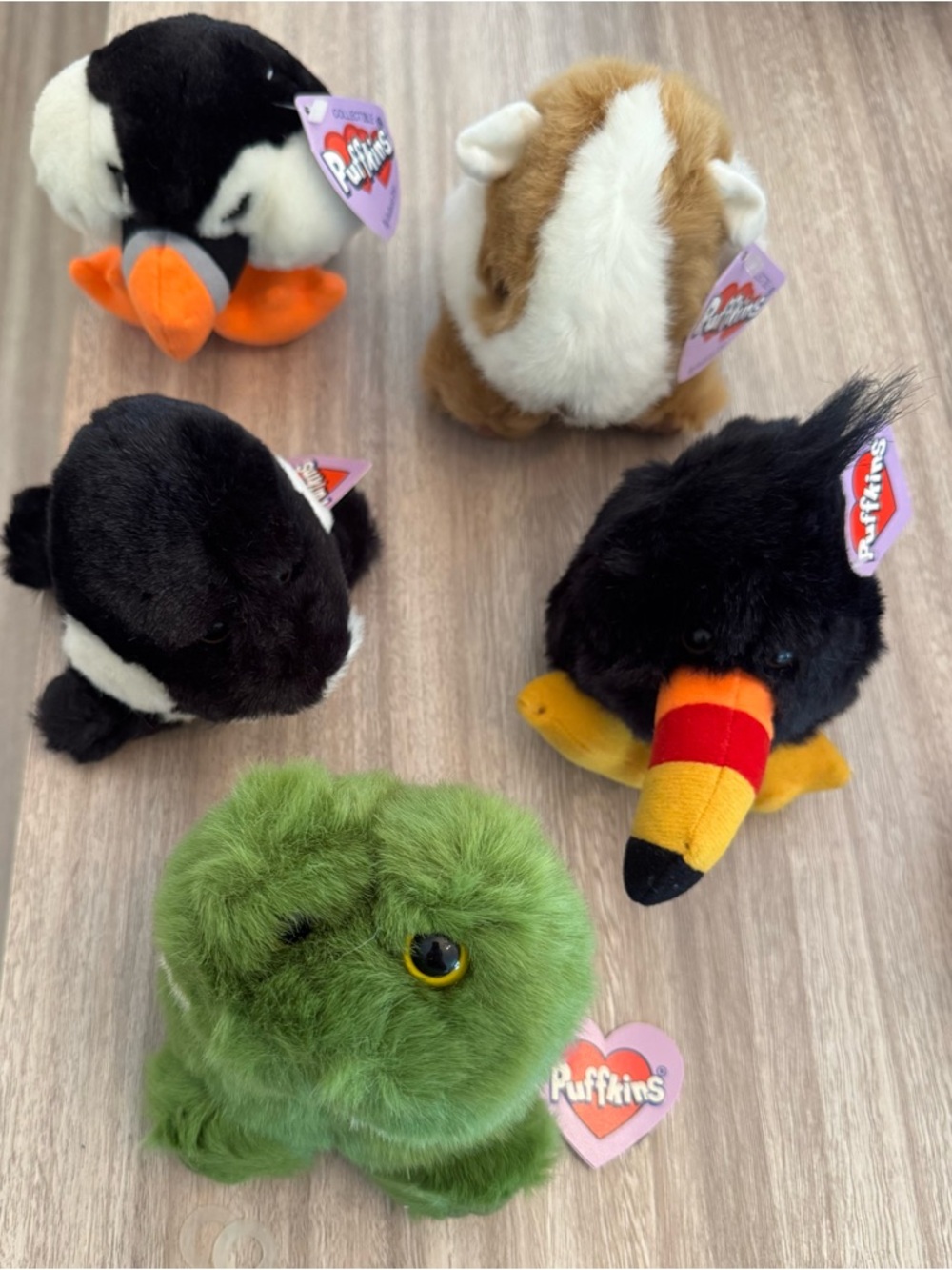 Vintage Puffkins Collectibles plush toys. Set of 5